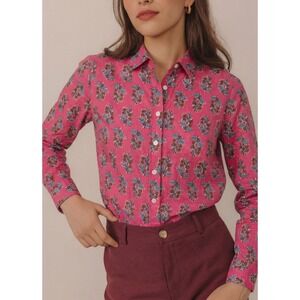 NWT J.Crew Women's Floral Cotton Collared Button‑Up Long Sleeve Blouse XS